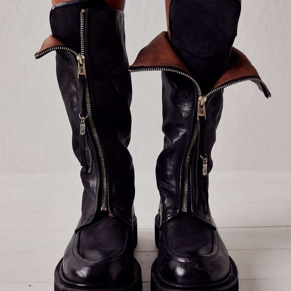 A.S.98 Black Leather Combat Boots Brand New worn once!!! - Picture 1 of 1